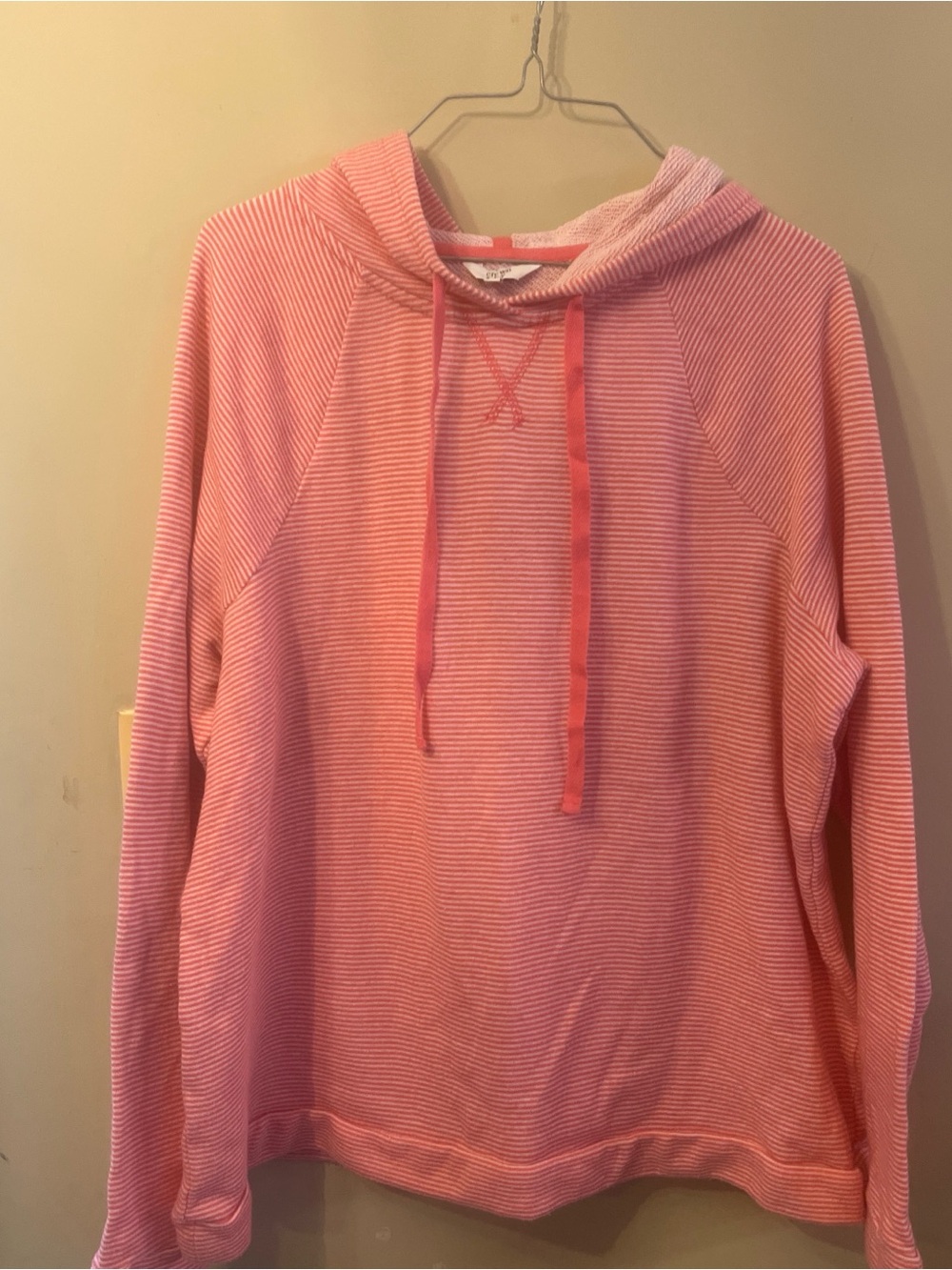 crown & ivy Pink Striped Hoodie Sweatshirt